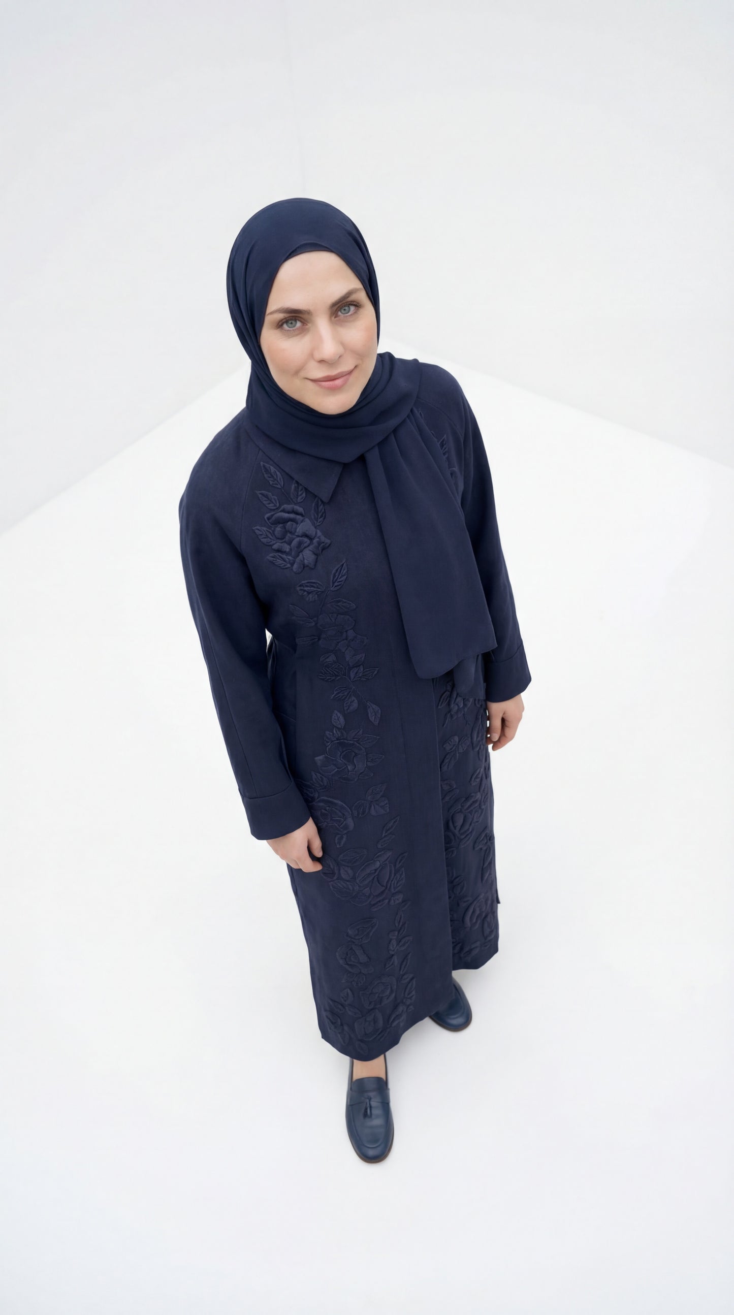Night blue linen dress