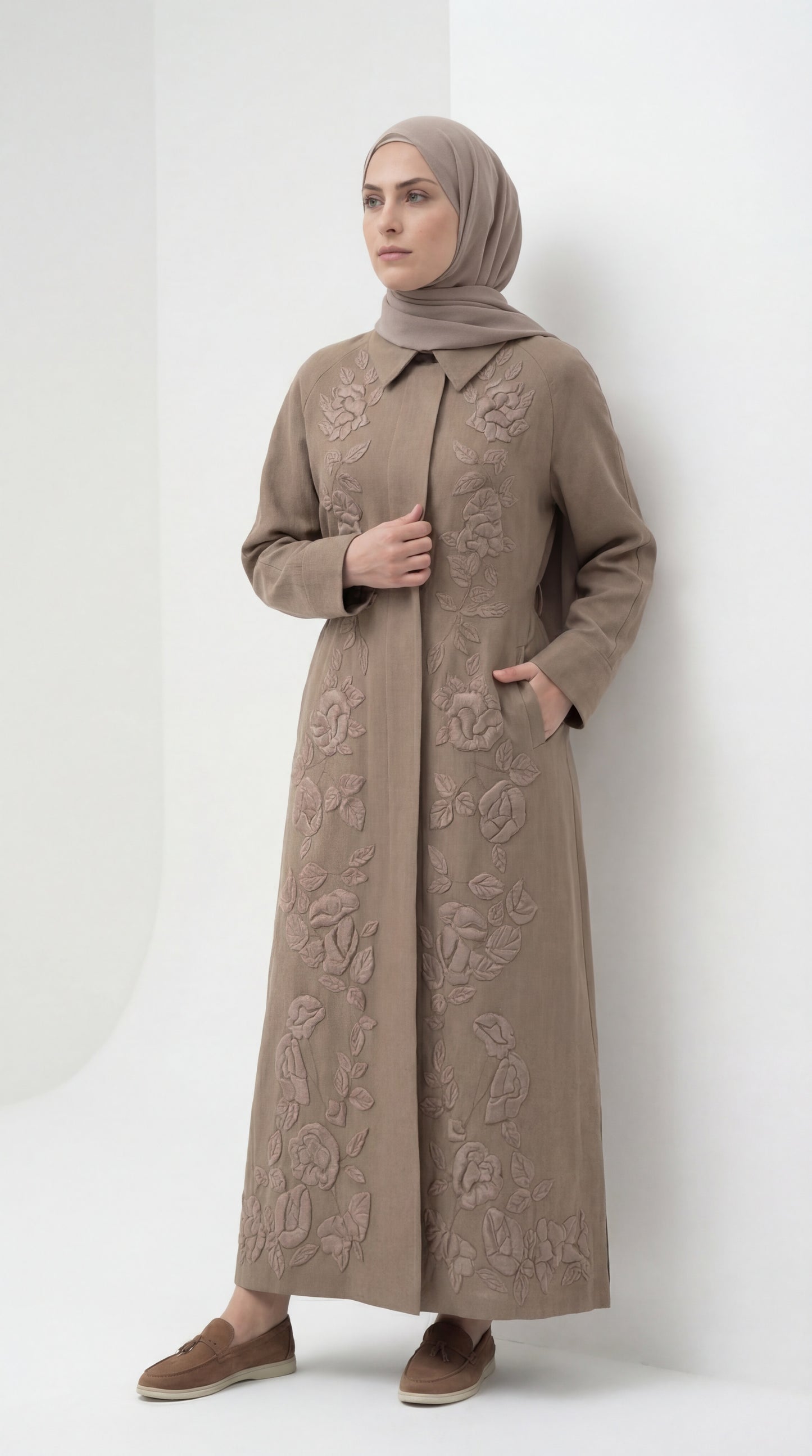 Embroidered linen dress