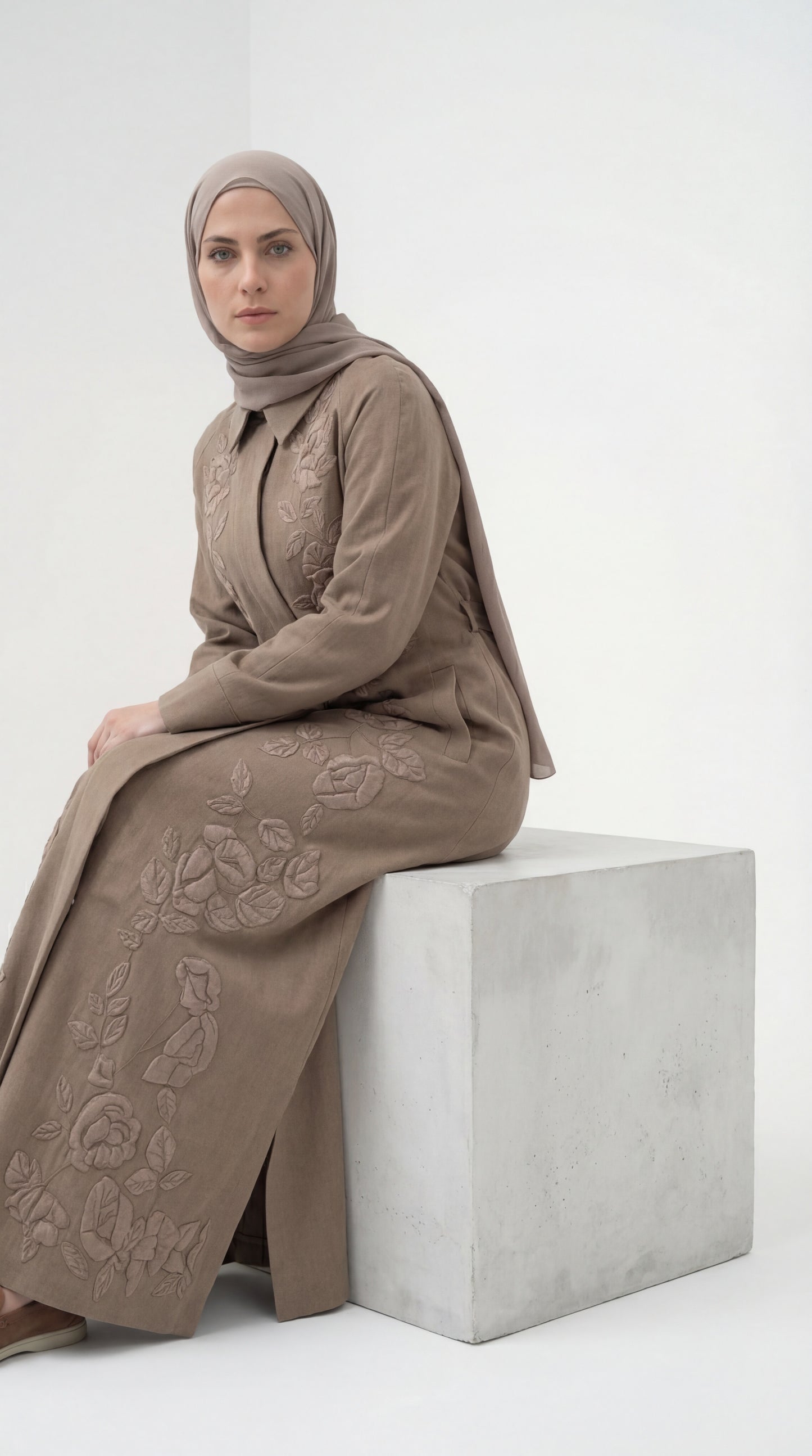 Embroidered linen dress