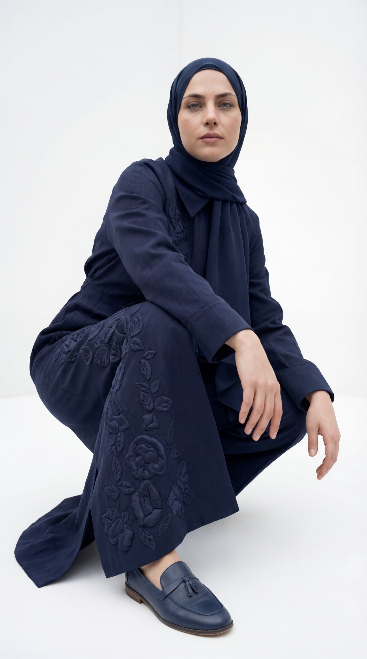Night blue  linen dress