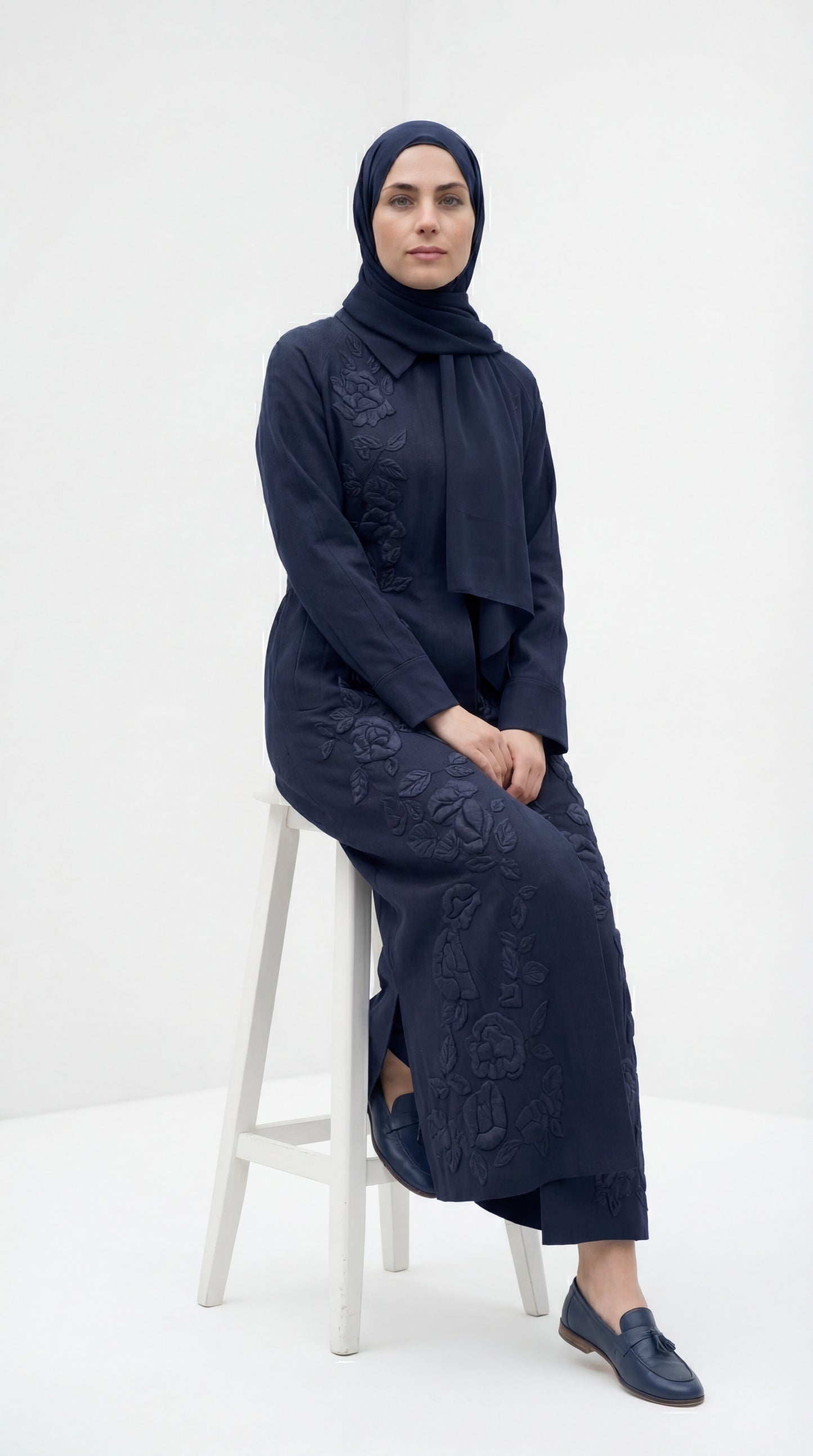 Night blue  linen dress