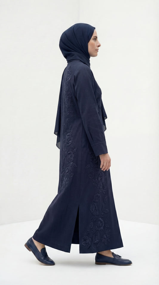 Night blue  linen dress